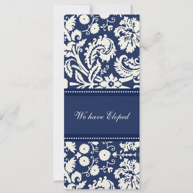 Cartes Faire-part Blue Damask Elopement (Devant)