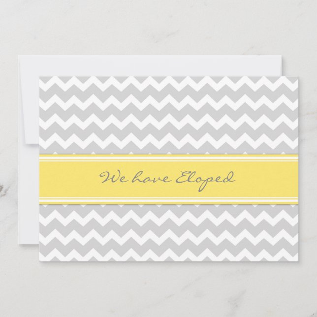 Cartes Faire-part Chevron Lemon Grey Elopement (Devant)