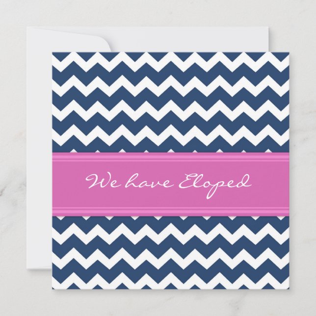 Cartes Faire-part Chevron Rose Blue Elopement (Devant)