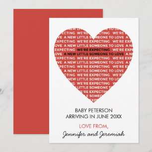 Cartes faire-part de grossesse Valentine jour neut