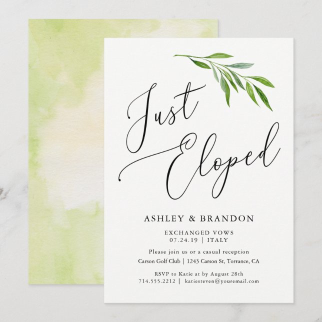Cartes Faire-part Elopement | Juste Elopé (Devant / Derrière)