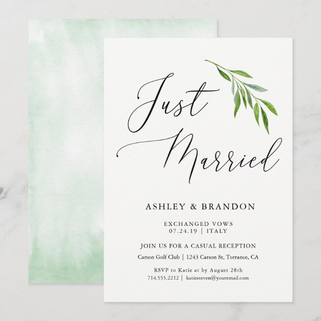 Cartes Faire-part Elopement simples | Marié (Devant / Derrière)