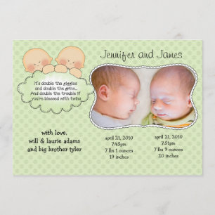 Cartes Faire-part pour bébés jumeaux