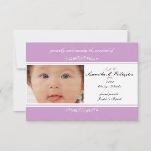 Cartes Faire-part pour bébés pourpres