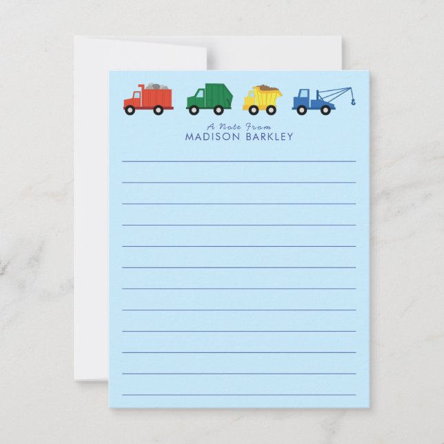 Cartes fixes pour enfants de Cute Trucks (Devant)