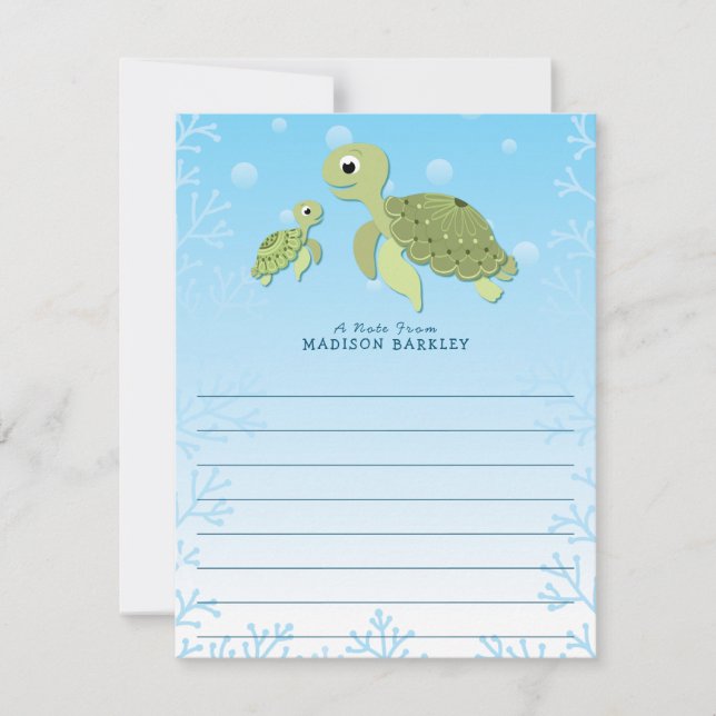 Cartes fixes pour enfants de la tortue de mer (Devant)