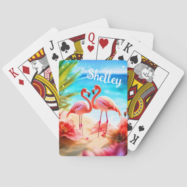 Cartes Flamant rose personnalisé Carte de jeu à thème (dos)