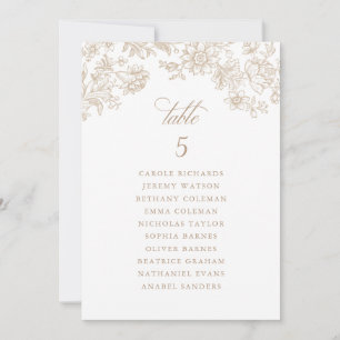 Cartes Floral Elegant Vintage Beige Siège Cartes