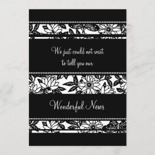 Cartes florales blanches noires de faire-part de