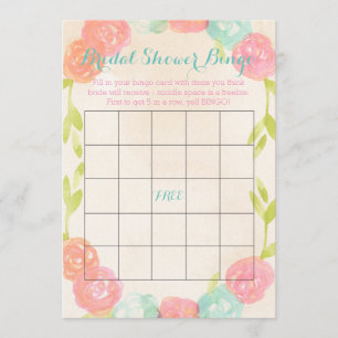 Cartes florales de bingo-test de Fête de la mariée