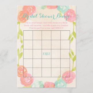 Cartes florales de bingo-test de Fête de la mariée