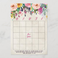 Cartes florales de bingo-test de Fête de la mariée