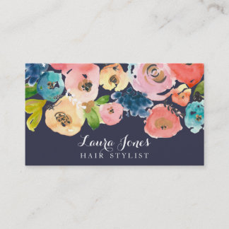 Cartes florales de coiffeur d'aquarelle de marine