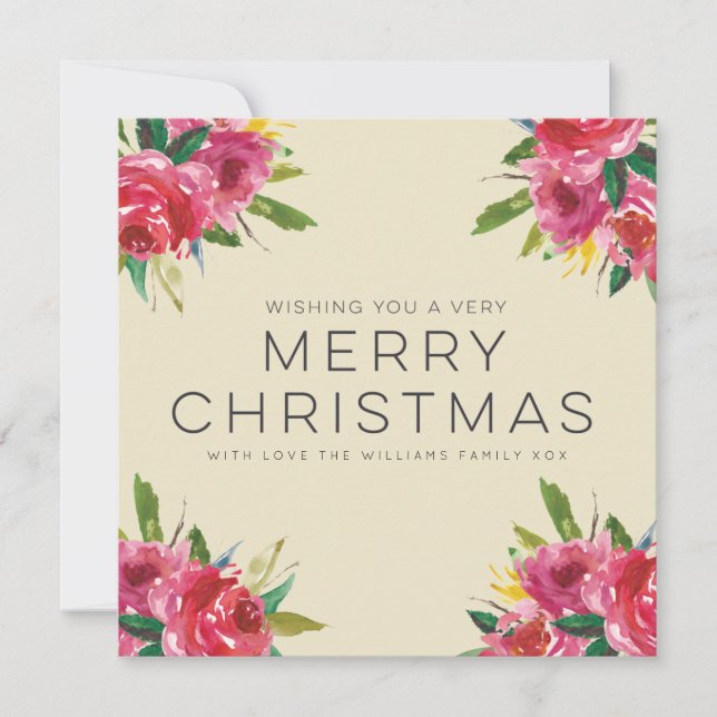 Cartes florales de manuscrit de Joyeux Noël (Devant)