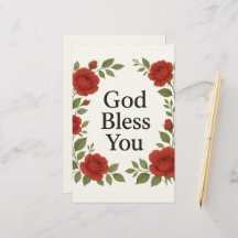 Cartes florales de rose religieuse Dieu vous bénis