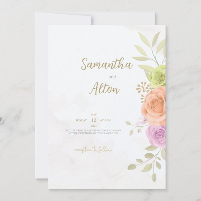 Cartes florales Faire-part de mariage personnalisé (Devant)