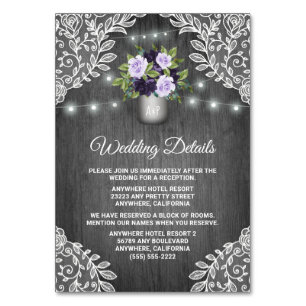 Cartes florales pourpres d'insertion de mariage de