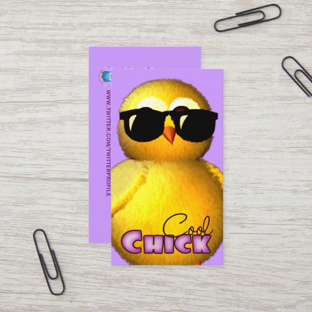 Cartes fraîches de profil d'amusement de poussin (Devant/Arrière en situation)