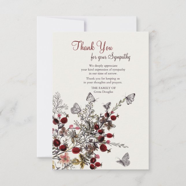 Cartes funèbres de Merci de nature (Devant)
