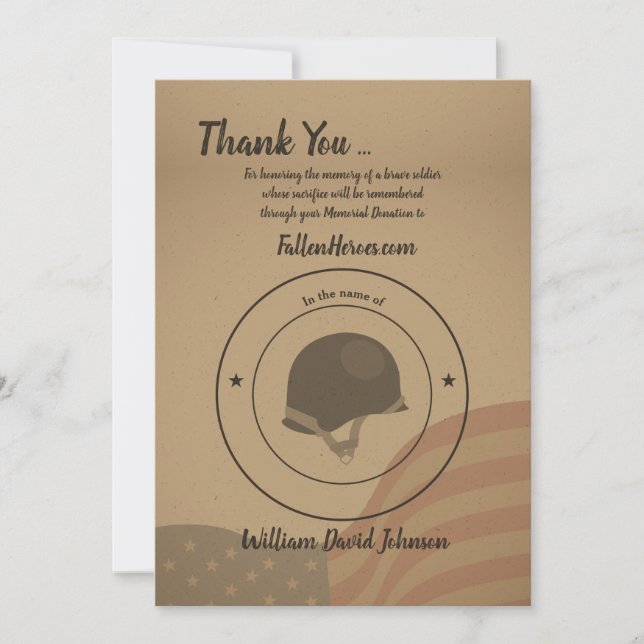 Cartes funèbres de Merci de soldat (Devant)