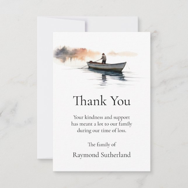 Cartes funéraires Merci, Carte de note bateau de p (Devant)