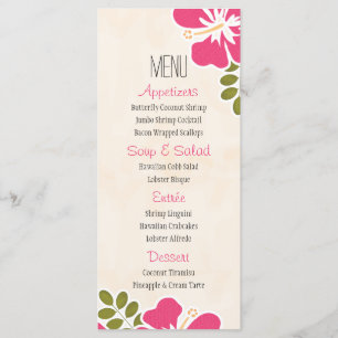 Cartes hawaïennes de menu de ketmie fuchsia