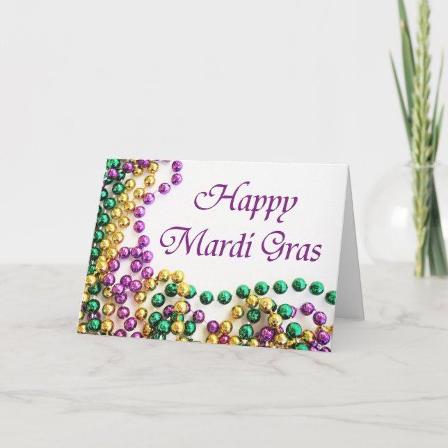 Cartes heureuses de mardi gras de perles (Devant)