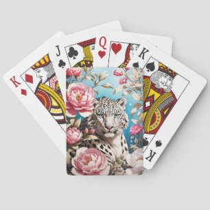 Cartes Jeu De Léopard Des Neiges Et Pies Roses
