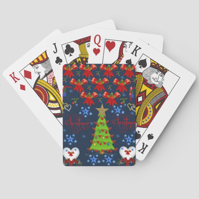 Cartes Jeu de Noël carte pont bleu foncé (dos)