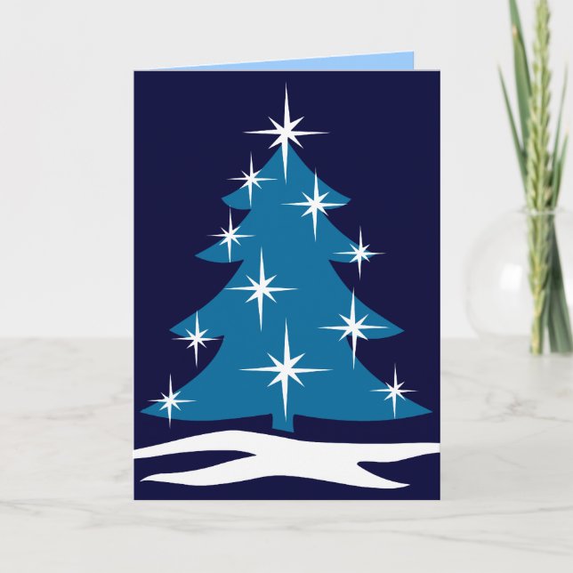 Cartes Joyeuses Classic Blue Tree Card (Devant)