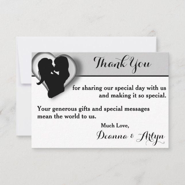 Cartes lesbiennes de merci de baiser de mariage (Devant)