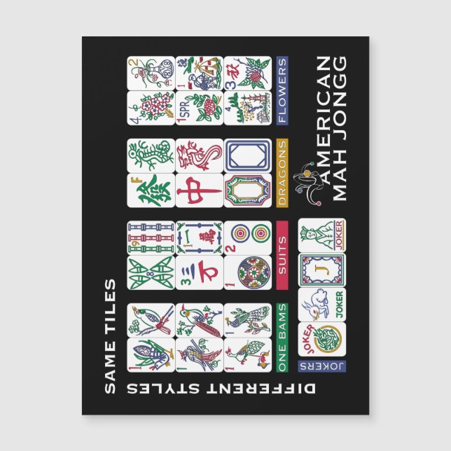 Cartes magnétiques avec tuiles de Mah-jong identiq (Devant)