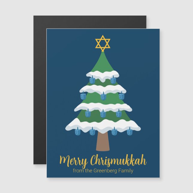 Cartes magnétiques avec un arbre de Chrismukkah mi (Devant / Derrière)