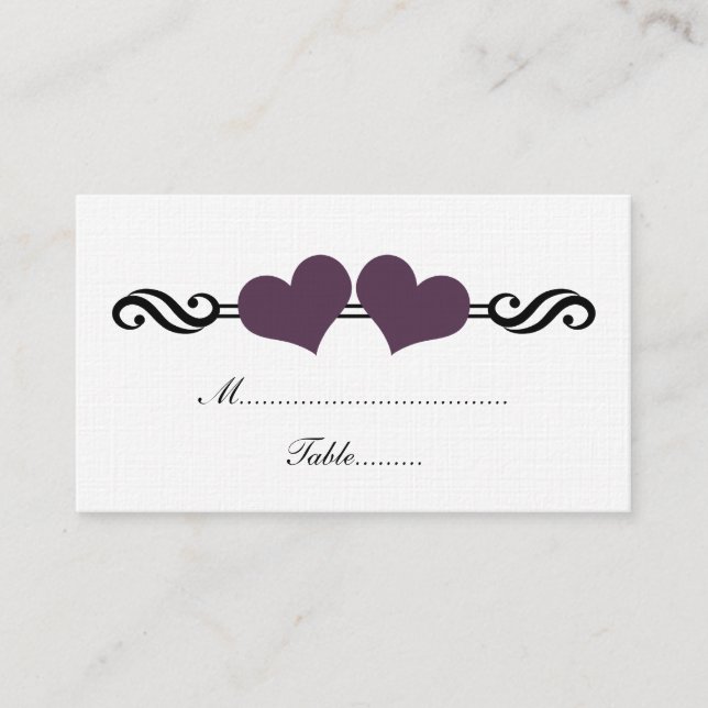 Cartes Mariage Coeurs Élégantes, Violet (Devant)