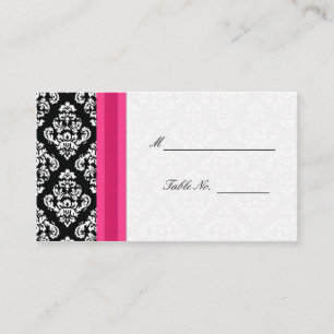 Cartes Mariage damassé en noir et blanc en rose