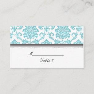 Cartes Mariage damassé Turquoise