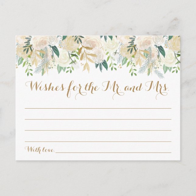 Cartes Mariage or et blanc Fleur (Devant)