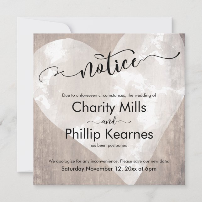 Cartes Mariage reportées sur le bois (Devant)