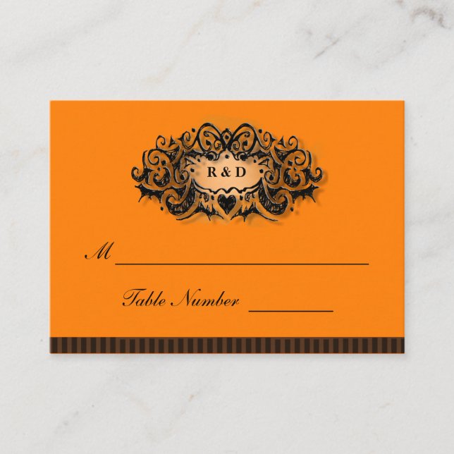 Cartes mariages - Halloween orange et noir (Devant)
