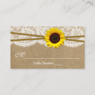 Cartes Mariages Kraft, dentelle et tournesol