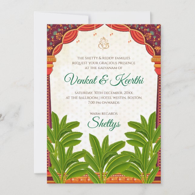 Cartes mariages numériques sud-indiennes invitatio (Devant)