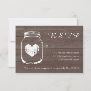 Cartes mariages RSVP chic en bois de campagne