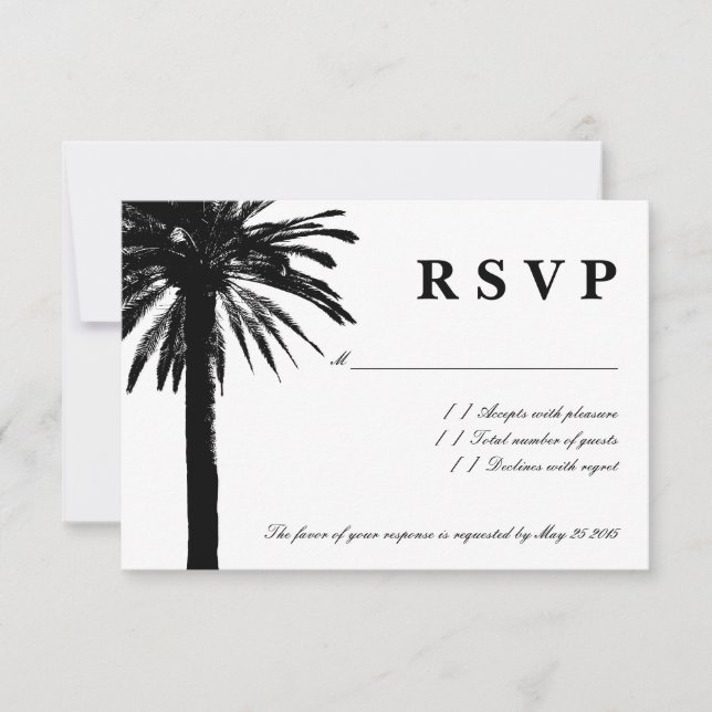 Cartes mariages RSVP Palm tree | Thème de plage (Devant)