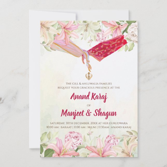 Cartes mariages Sikh & invitations Digital Punjabi (Devant)