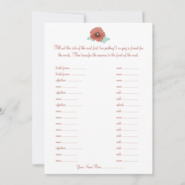 Cartes Mariages Vows Libs de pivoines rouges (Devant)