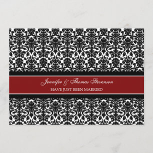 Cartes mariées rouges de faire-part de damassé
