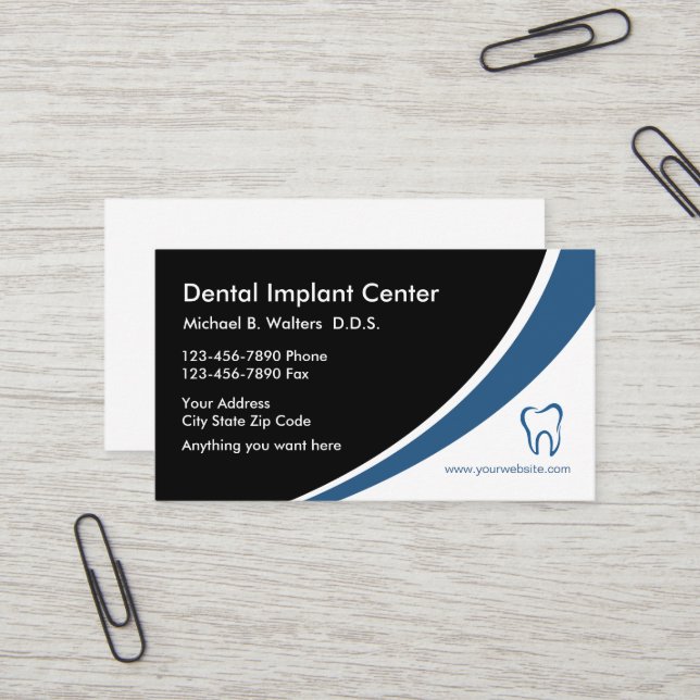 Cartes Médicales de profil d'affaires d'implants (Devant/Arrière en situation)