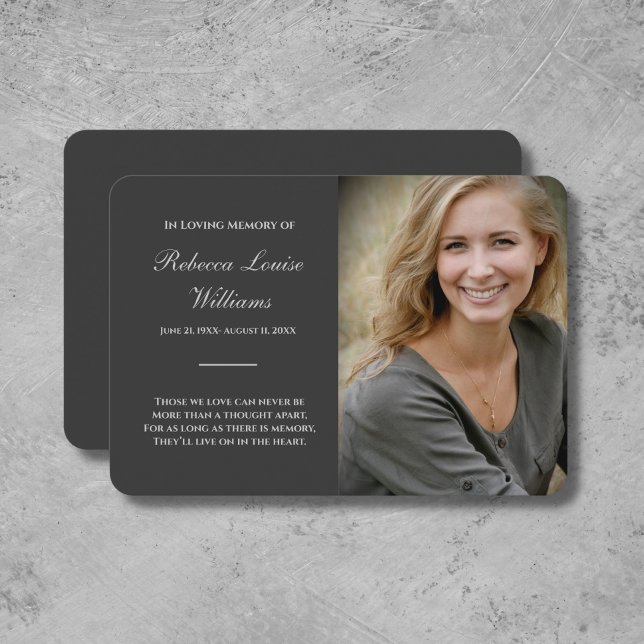Cartes Mémorial Avec Photo Charcoal Grey (Créateur téléchargé)