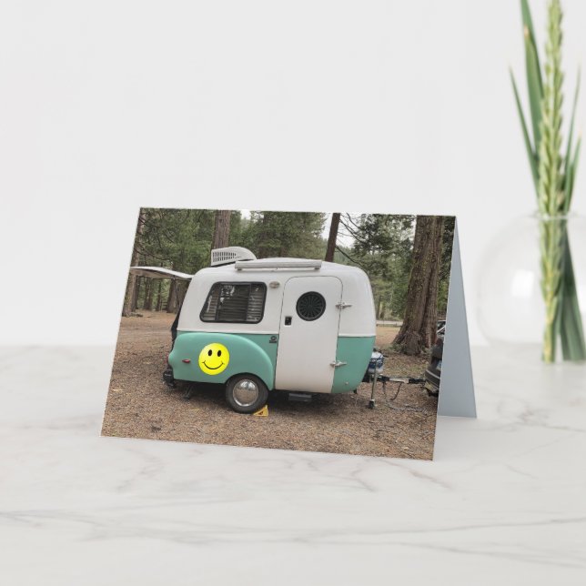 cartes MINI CAMPER TRAILER BON ANNIVERSAIRE (Devant)