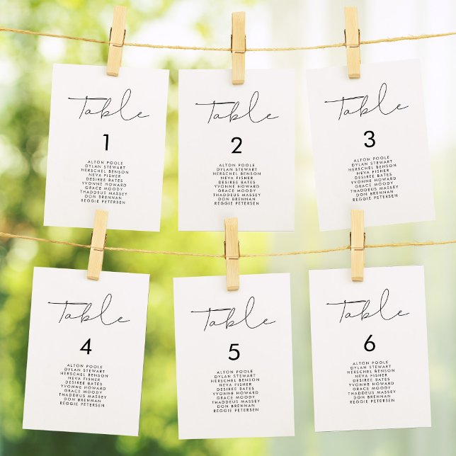Cartes minimalistes de sièges mariages manuscrits (Créateur téléchargé)